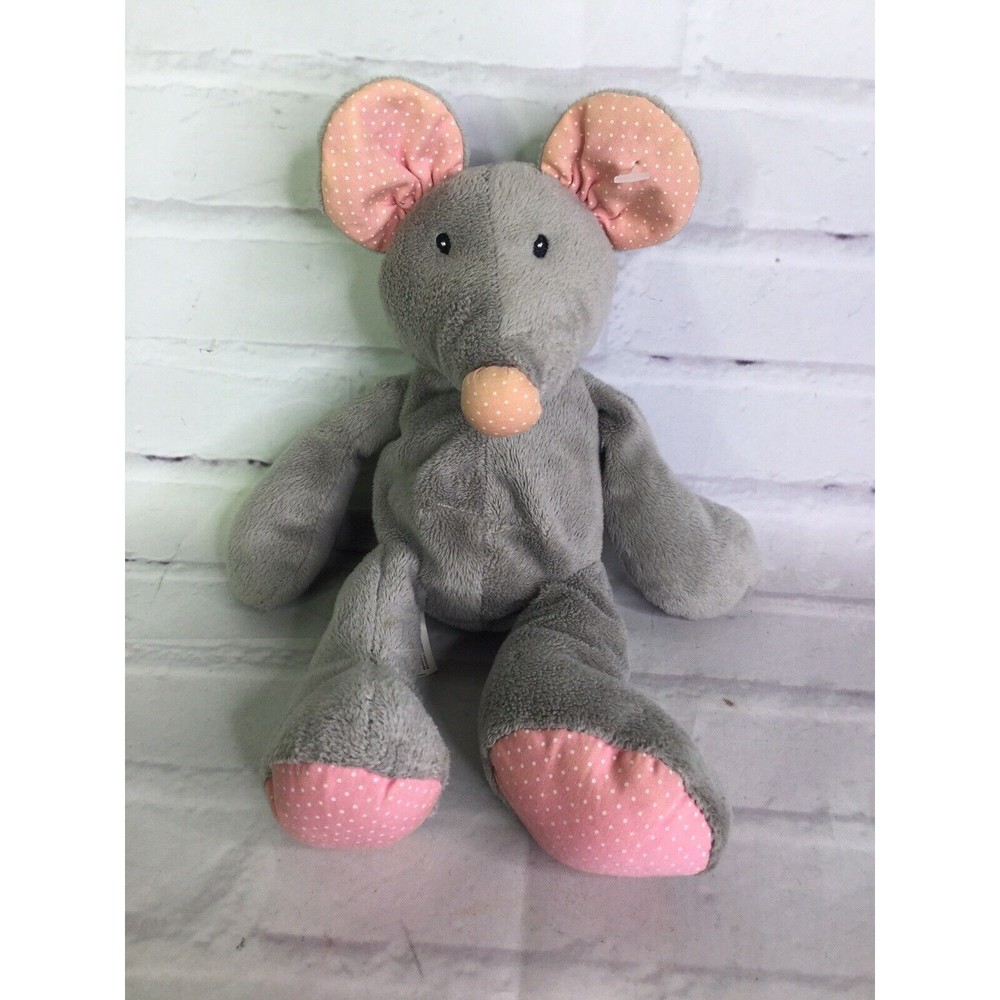 Manhattan Toy Mouse Gray Polka Dot Ears Nose Feet Plush Stuffed Animal Toy 2009